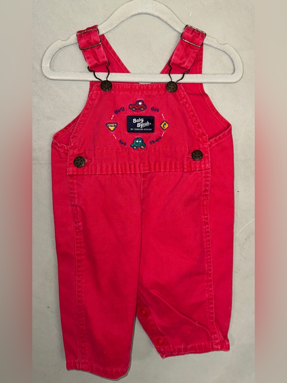 Vintage OshKosh overalls 3-6 months red cars